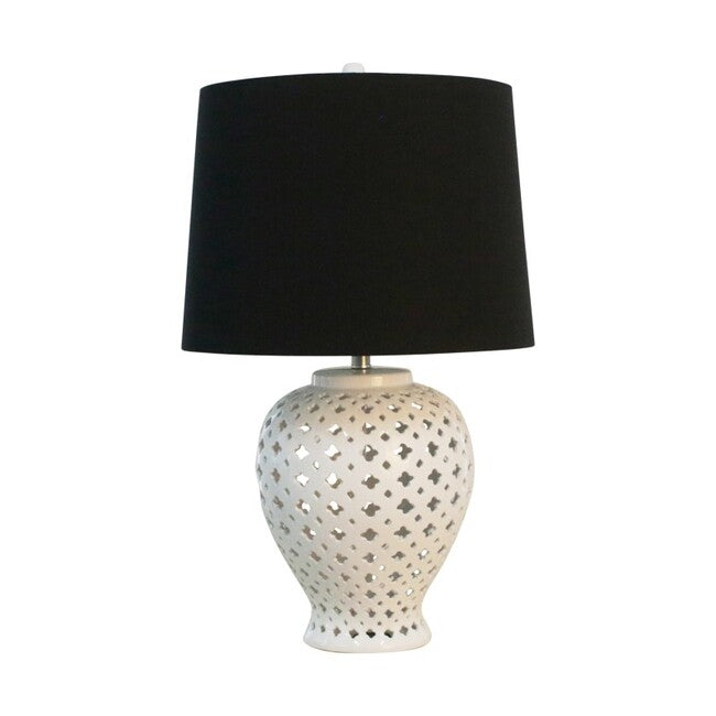 Lattice Tall White Table Lamp with Shade